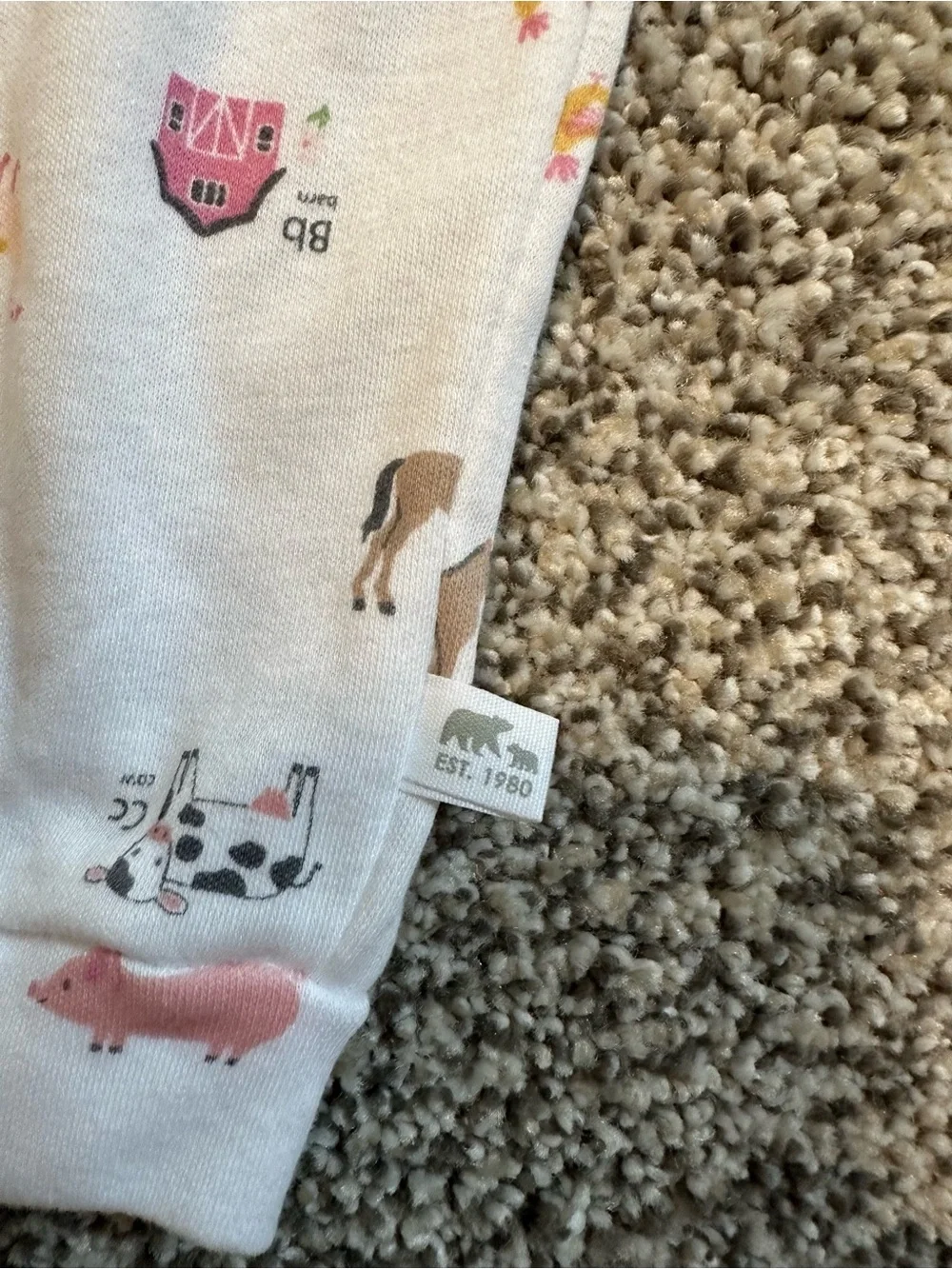 NWT Rugged Bear Baby Girls Pink Farm Barnyard Bodysuit & Pants Set 6-9M